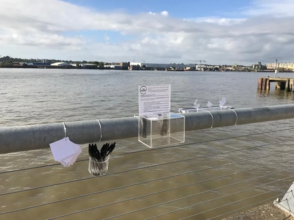  A few iterations of the design happened during the process. The current version is made using  acrylic boxes + 9v battery + small DC motor + s2   The idea is to build a much bigger version of the belt (around 6 meters) to be able to host all of the 