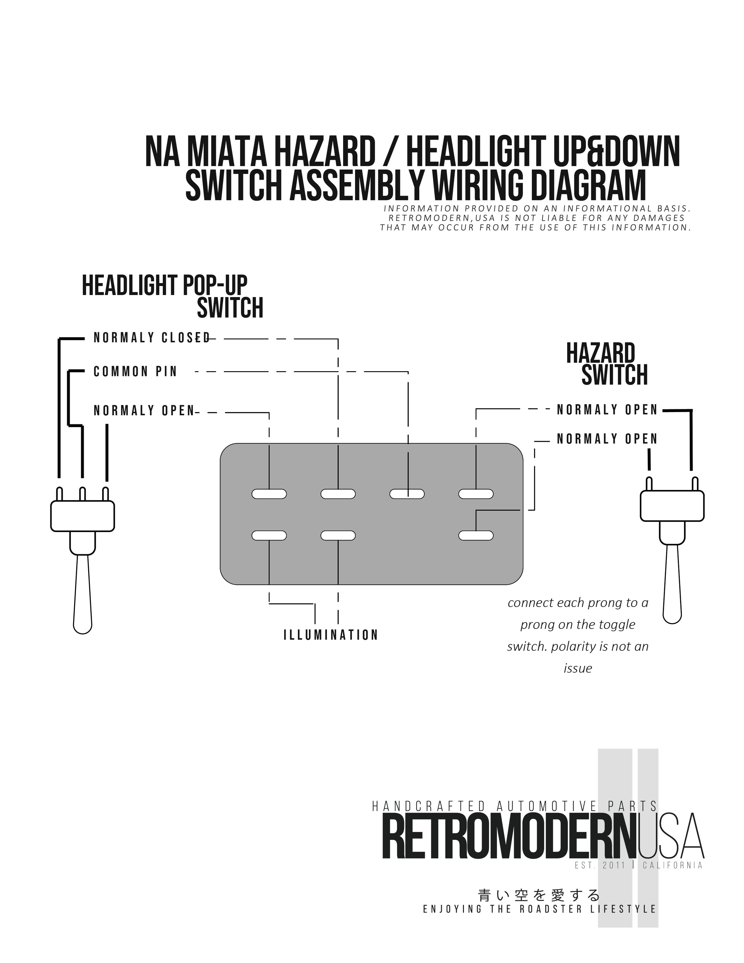 Na Pop Up Hazard Toggle Switch Assembly Wiring Diagram Retromodern Usa