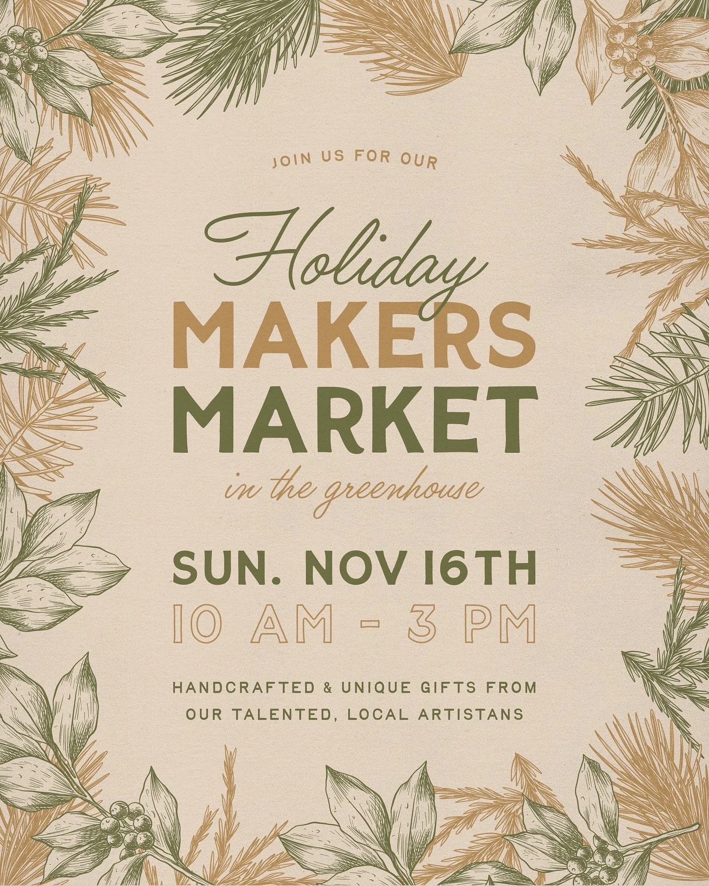 Save the date! Our holiday makers market is happening Sunday, November 16th. Come by and shop handcrafted and unique gifts from our talented artisans!🎄