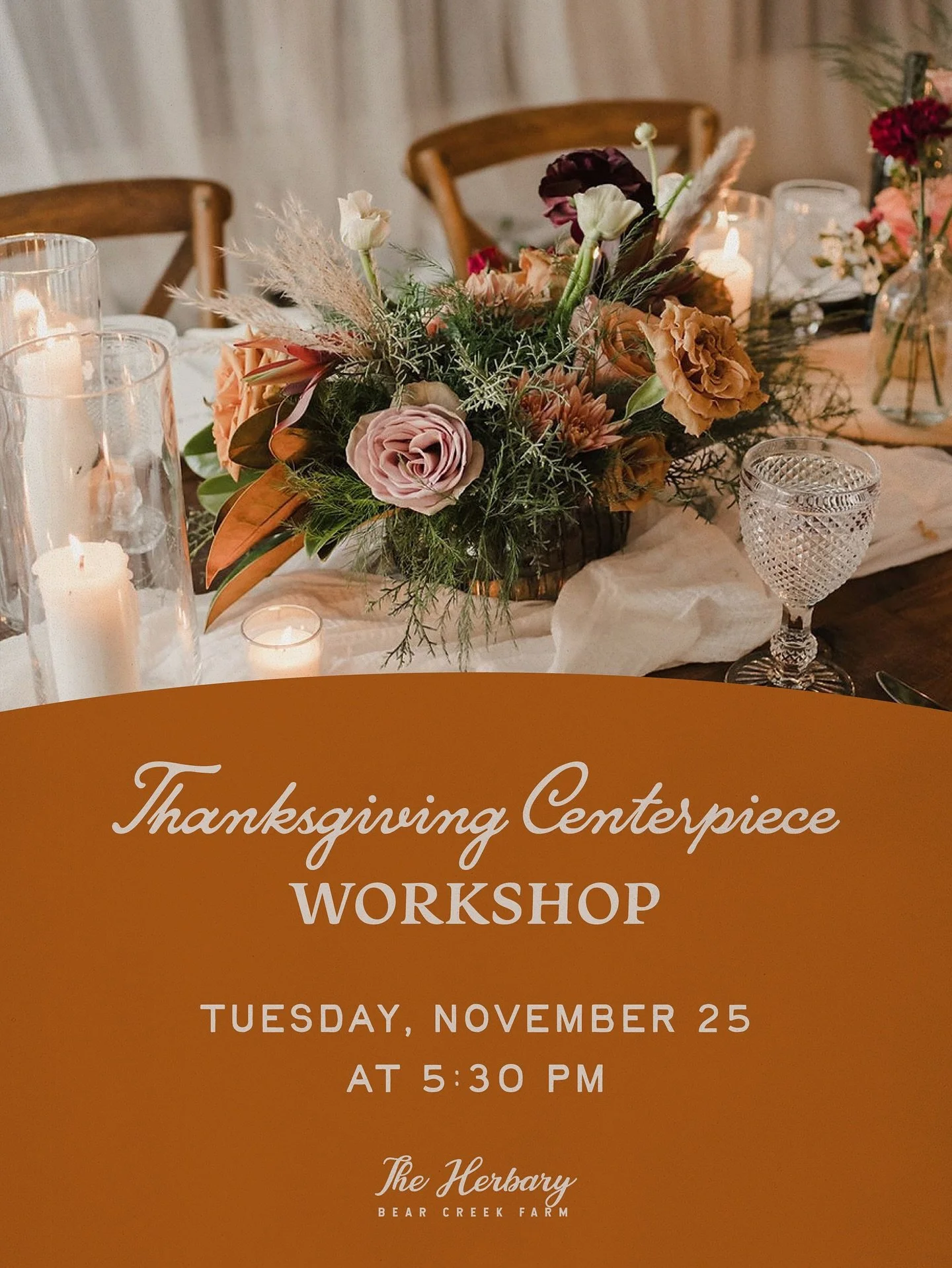 Join @amber.and.earth at The Herbary for a Thanksgiving floral centerpiece workshop on Tuesday, November 25th! 

Take some time out for yourself and come learn to create a beautiful floral centerpiece that will look lovely on your Thanksgiving table 