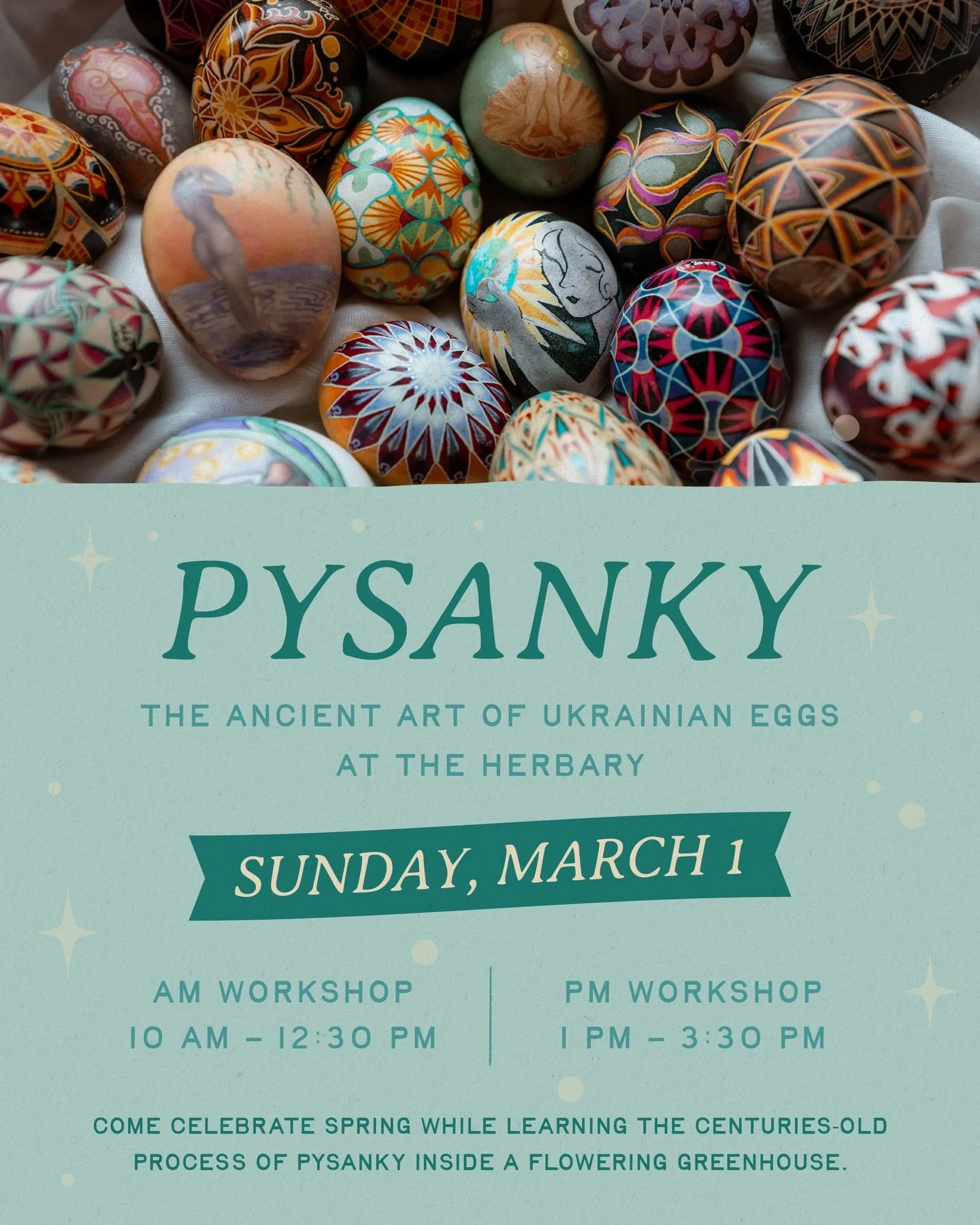 Join us on Sunday, March 1st to celebrate spring while learning the centuries-old process of pysanky (Ukrainian egg decorating) inside our greenhouse! Tix can be purchased in our links in bio or on our website.