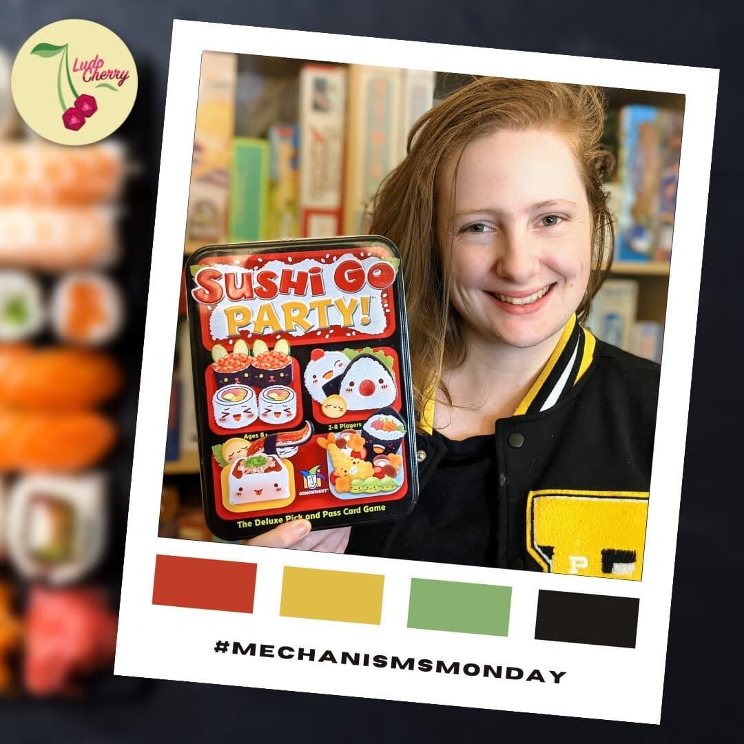 It's &quot;Set Collection&quot; week for #MechanismsMonday! 🃏⠀
⠀
🍣 Have you played Sushi Go Party? It's one of our favourite games to bust out in casual settings - such a great introductory drafting game!⠀
⠀
🎯 You'll be drafting different sushis i