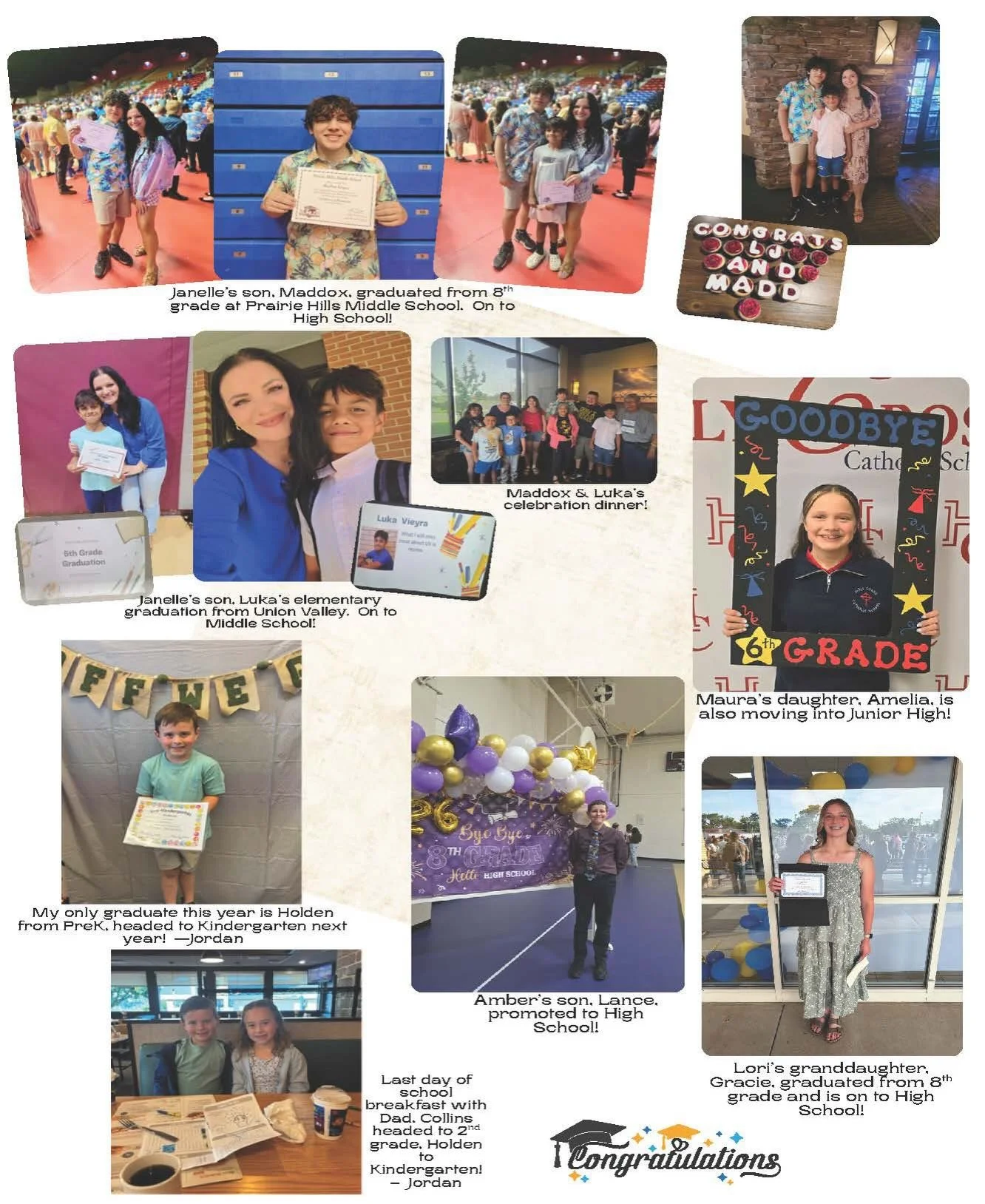 One of the best parts of being a family-owned company is celebrating the accomplishments of our families. This year, we are proud to recognize the graduates and students moving on to their next chapter. From kindergarten graduations to college degree