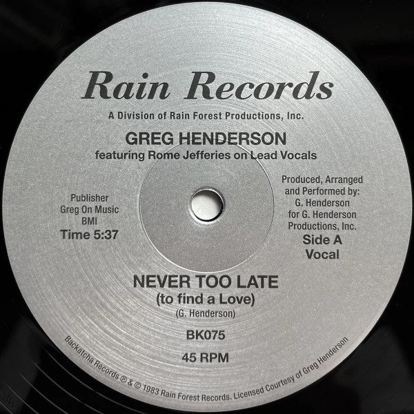 Greg Henderson - Never Too Late
