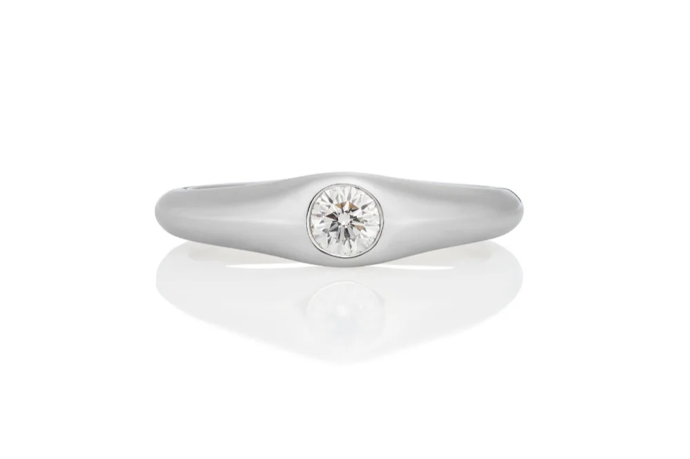 Morning Star With the stone set neatly into a smooth band of solid gold, the sleek and fluid look of the Morning Star ring is delicate in appearance but rugged in performance. $1,125+
