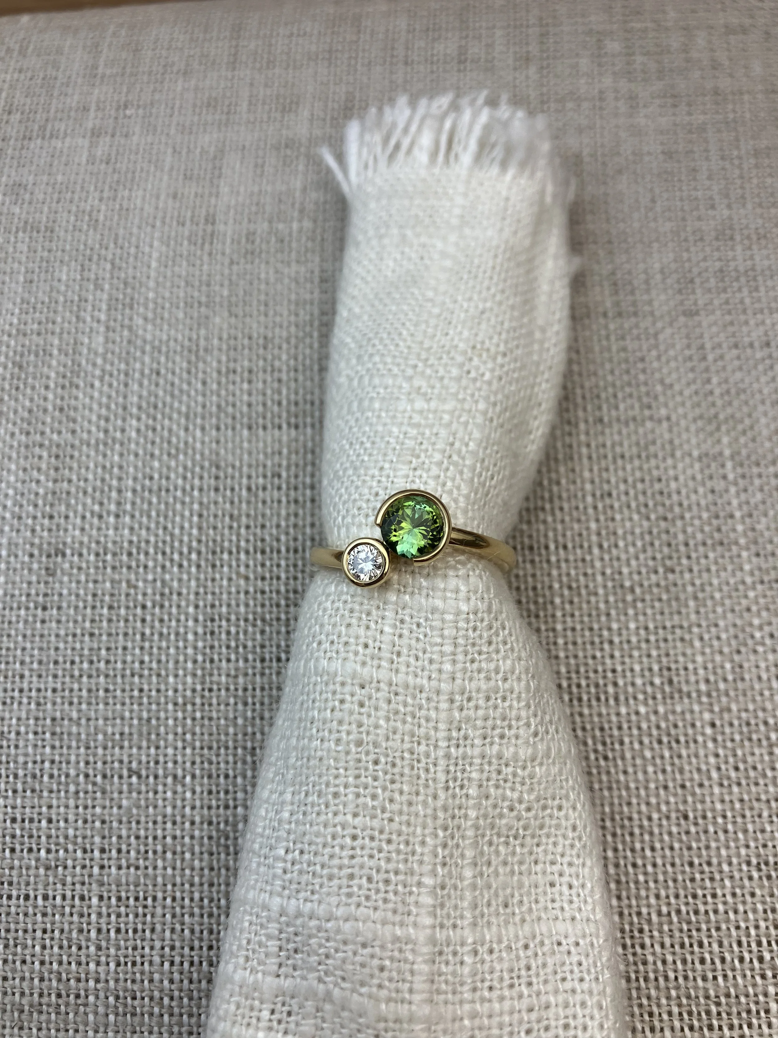 Maine Tourmaline and Diamond Ring