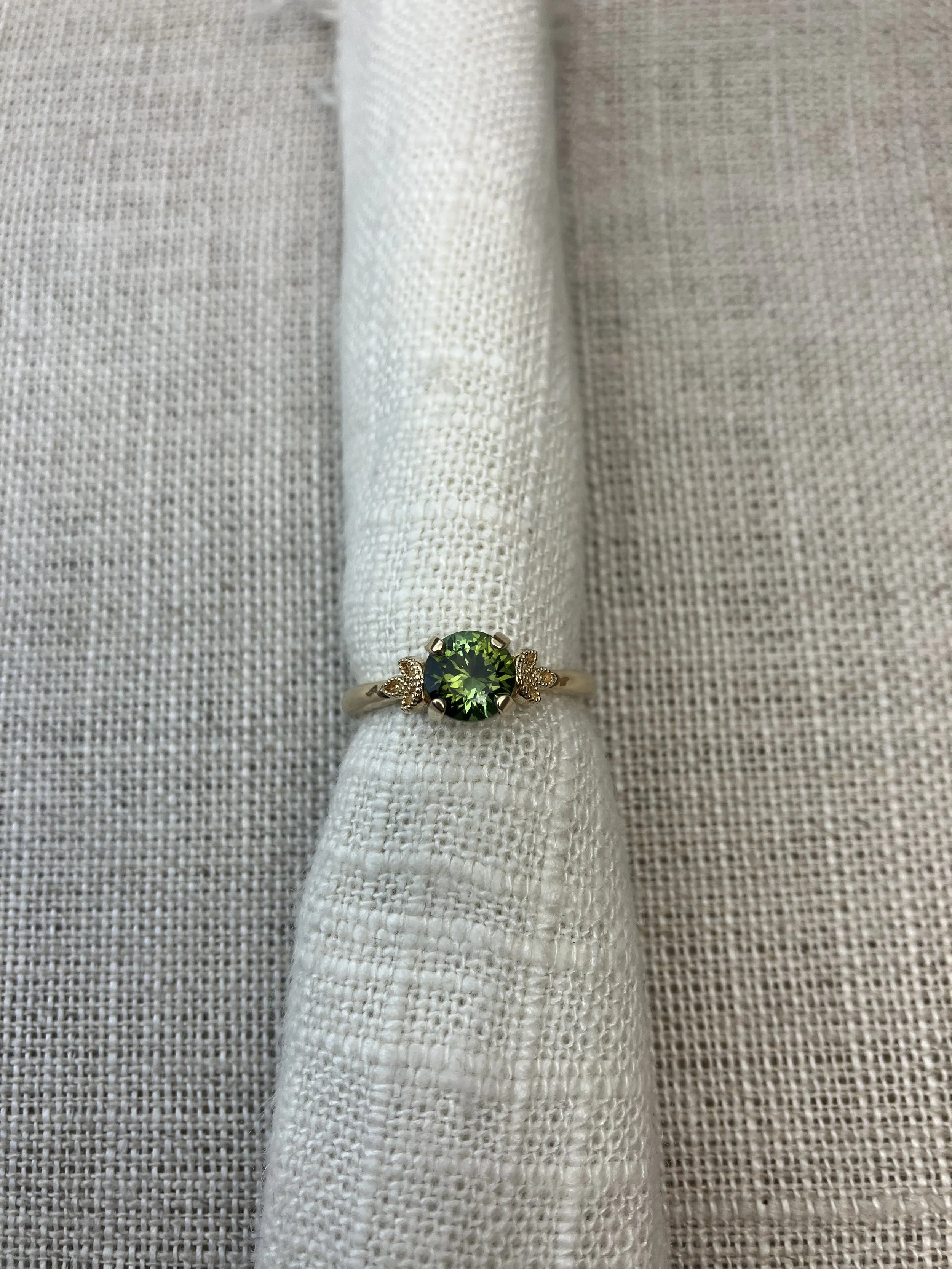Maine Tourmaline Ring with Floral Accents