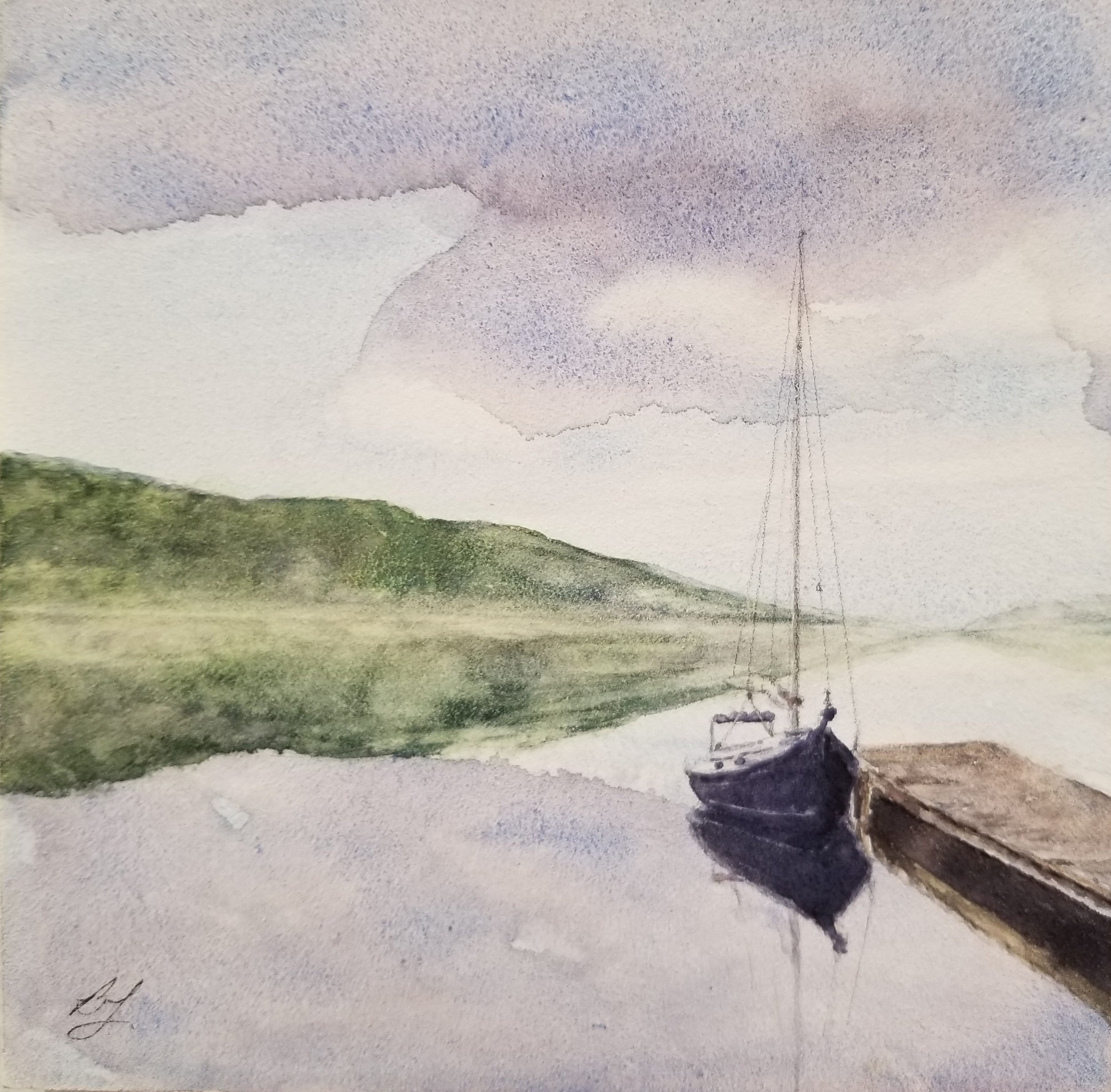 "Misty Morning, Keuka Lake" - Watercolor, 6" x 6"