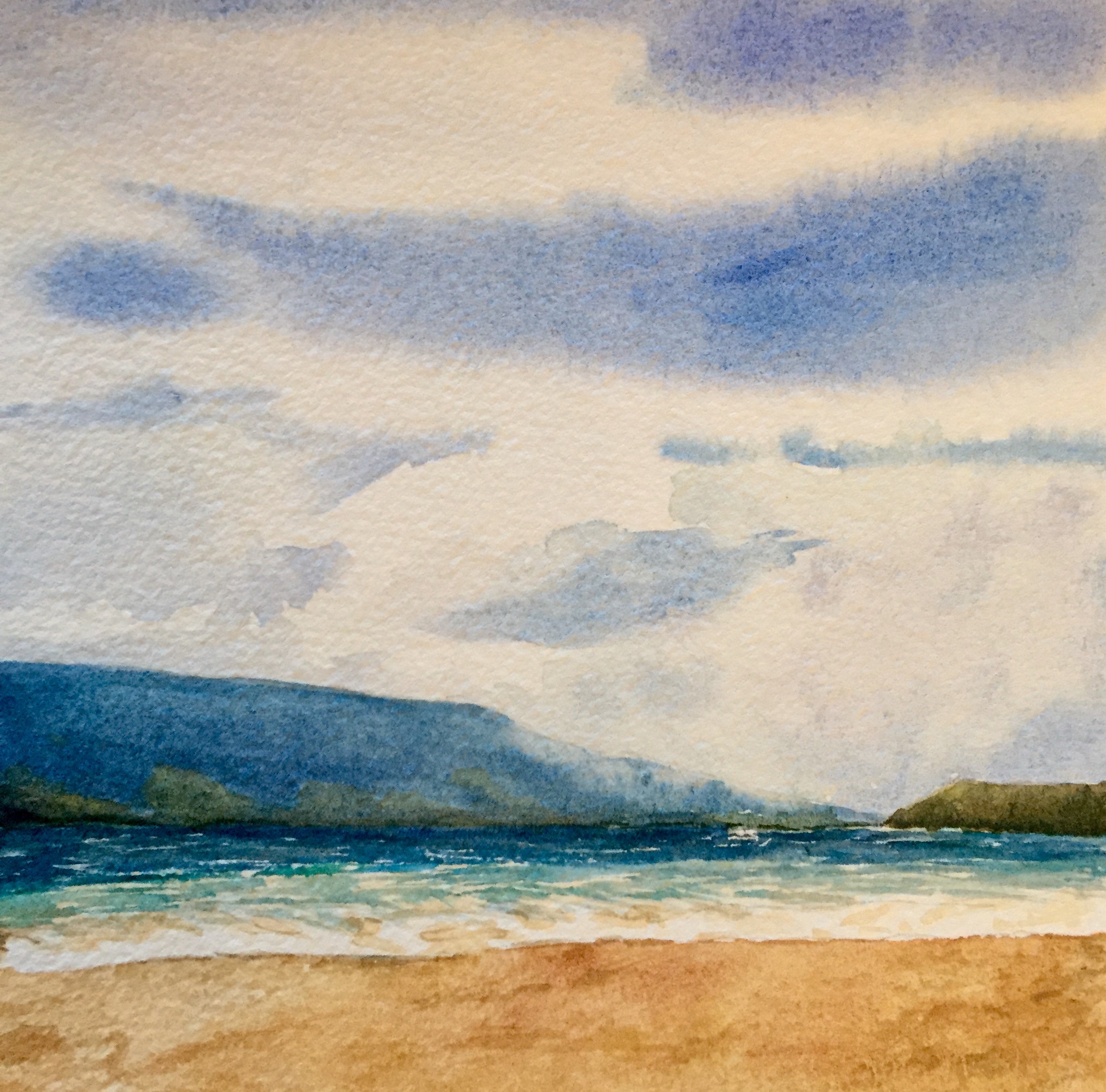 "Big Beach, Maui" - Watercolor, 6" x 6"
