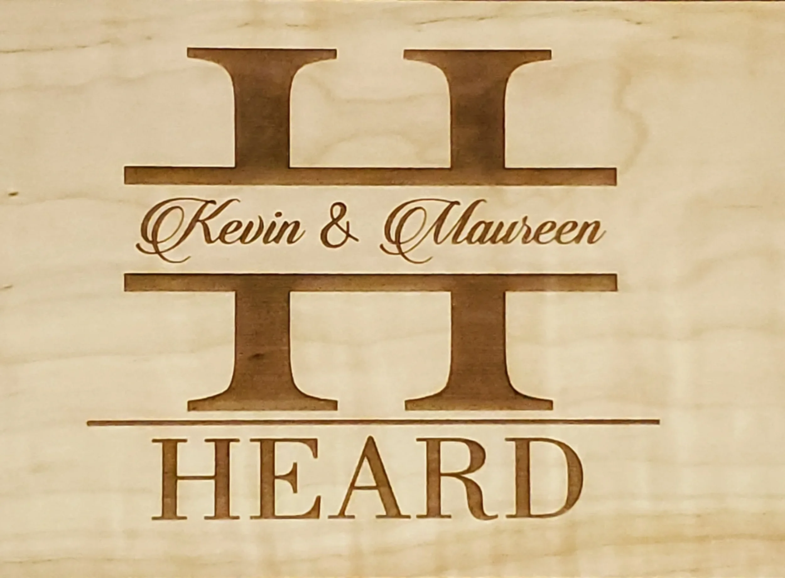 Heard Split Letter Custom Laser Engraving Close Up.webp