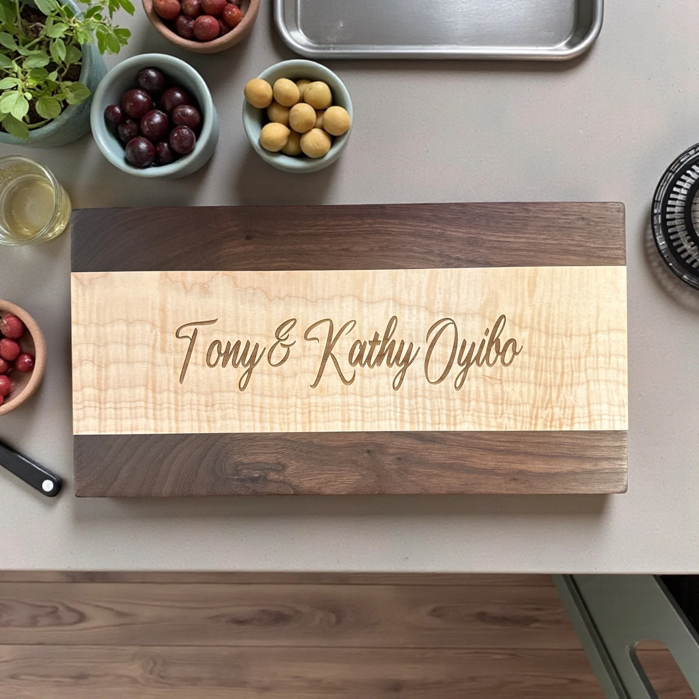 Franklin Serving Board with Custom Laser Engraving.JPG