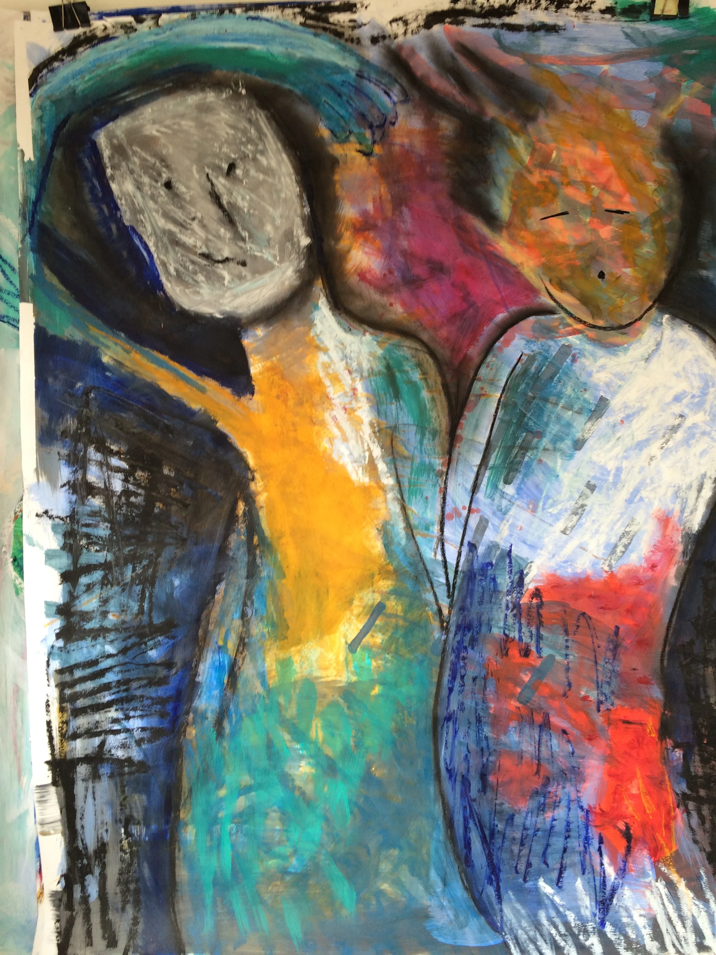 Ancestors 1 , 2016 acrylic and oilstick on paper 100x68cm
