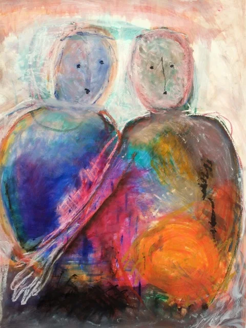 Ancestors 3, 2016 acrylic and oil stick on paper 100x68cm