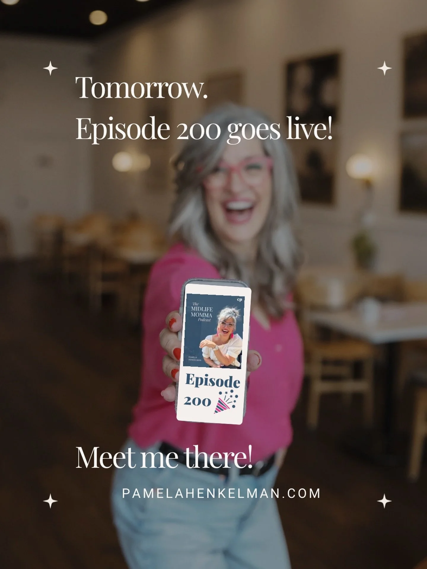 ✨ Tomorrow ✨

Episode 200 of The Midlife Momma Podcast goes live.

A celebration. A reflection. A whole lot of gratitude.🥳

Meet me there, Momma. 🎧

👉Tag your Midlife Bestie and listen, January 8, on Apple, Spotify, or my website!

What&rsquo;s yo