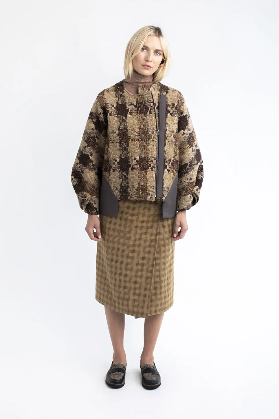 1 Heavy wool Bomber Coat - Donegal tweed - laser cut artwork - Irish made .jpg