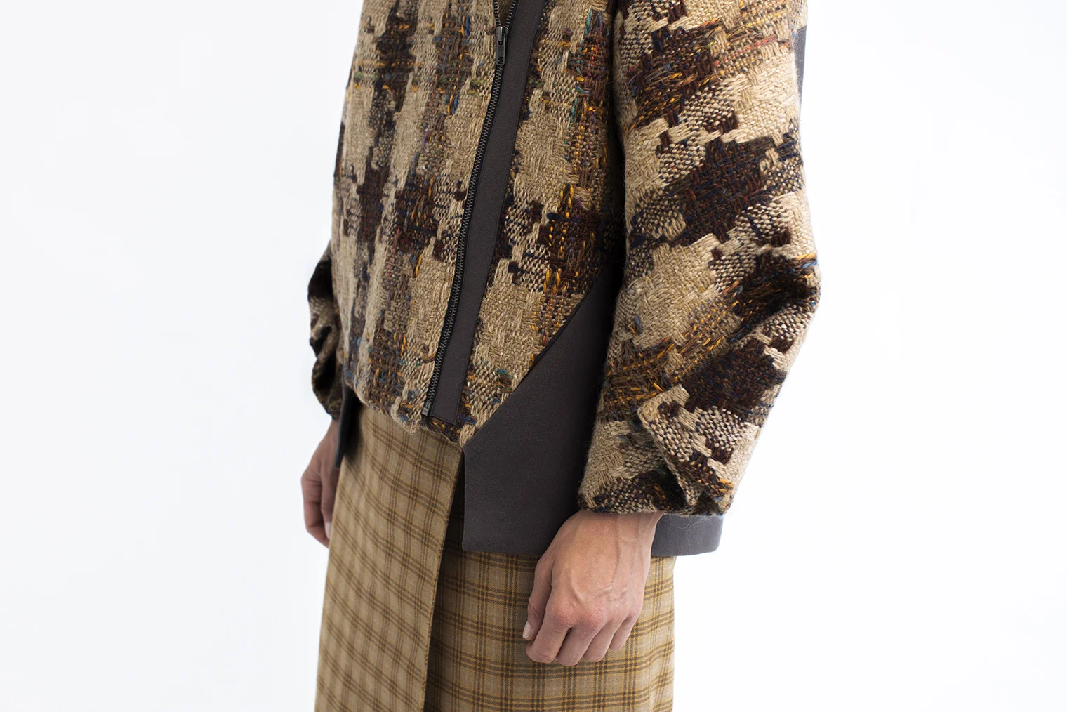2 Heavy wool Bomber Coat - Donegal tweed - laser cut artwork - Irish made .jpg