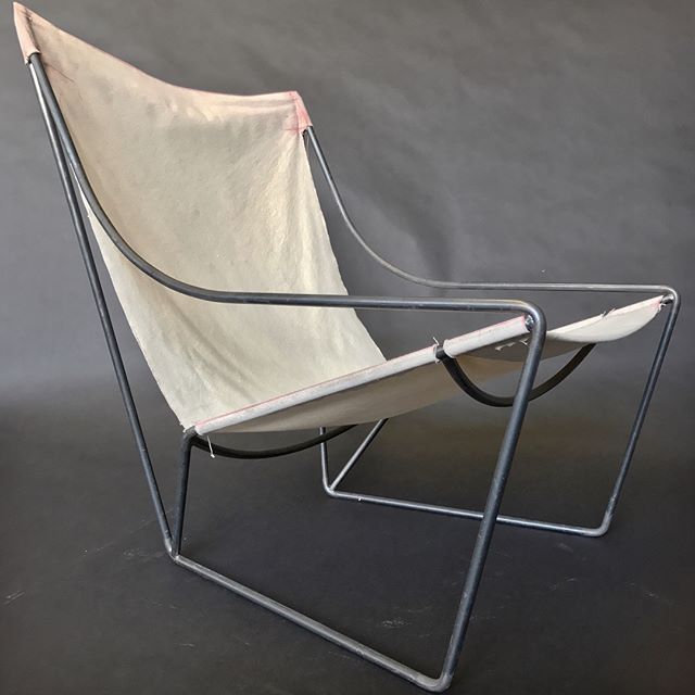 Sit-able prototype in hot rolled steel and canvas. Cold rolled and leather next.