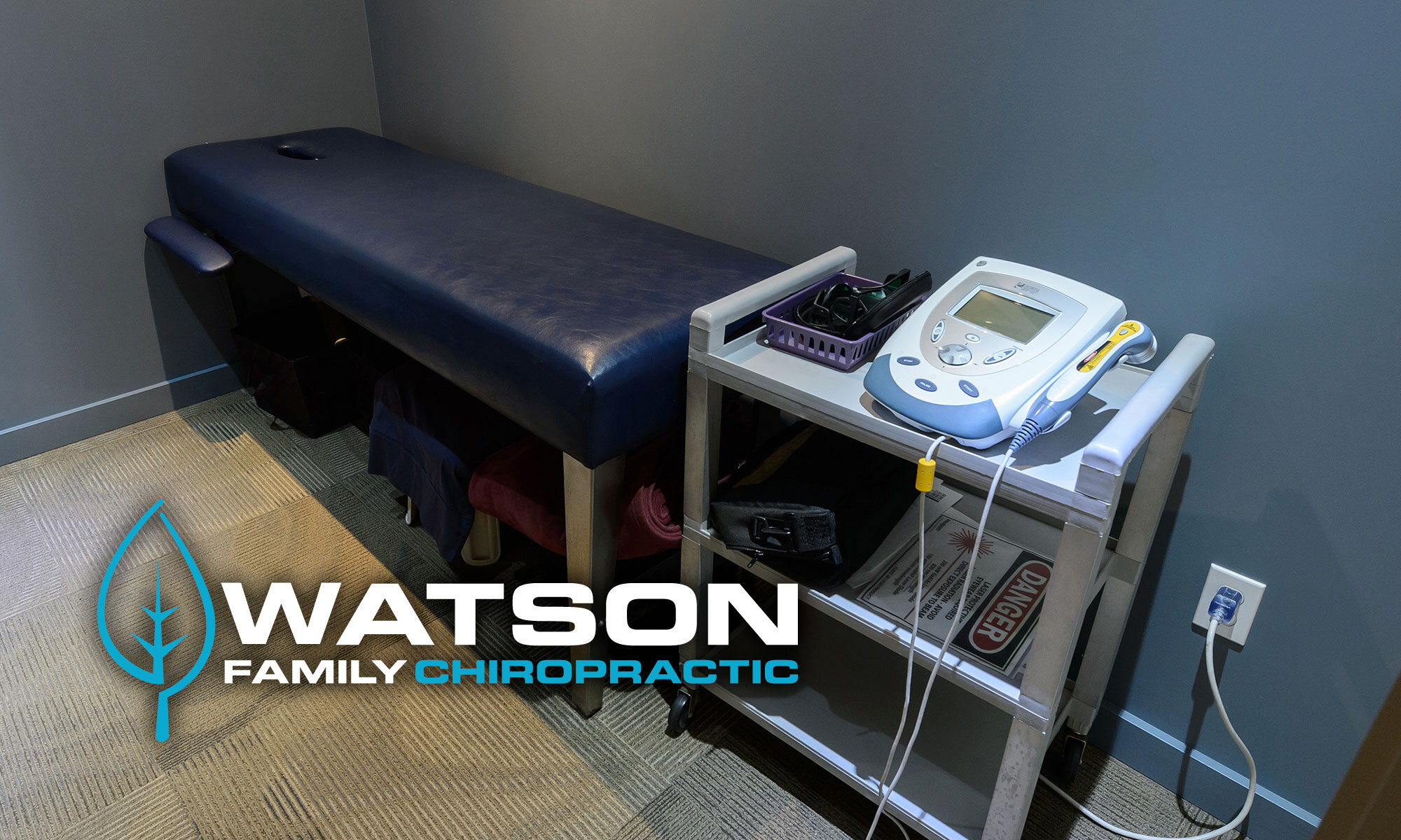  Treatment room and equipment cart at Watson Family Chiropratic 