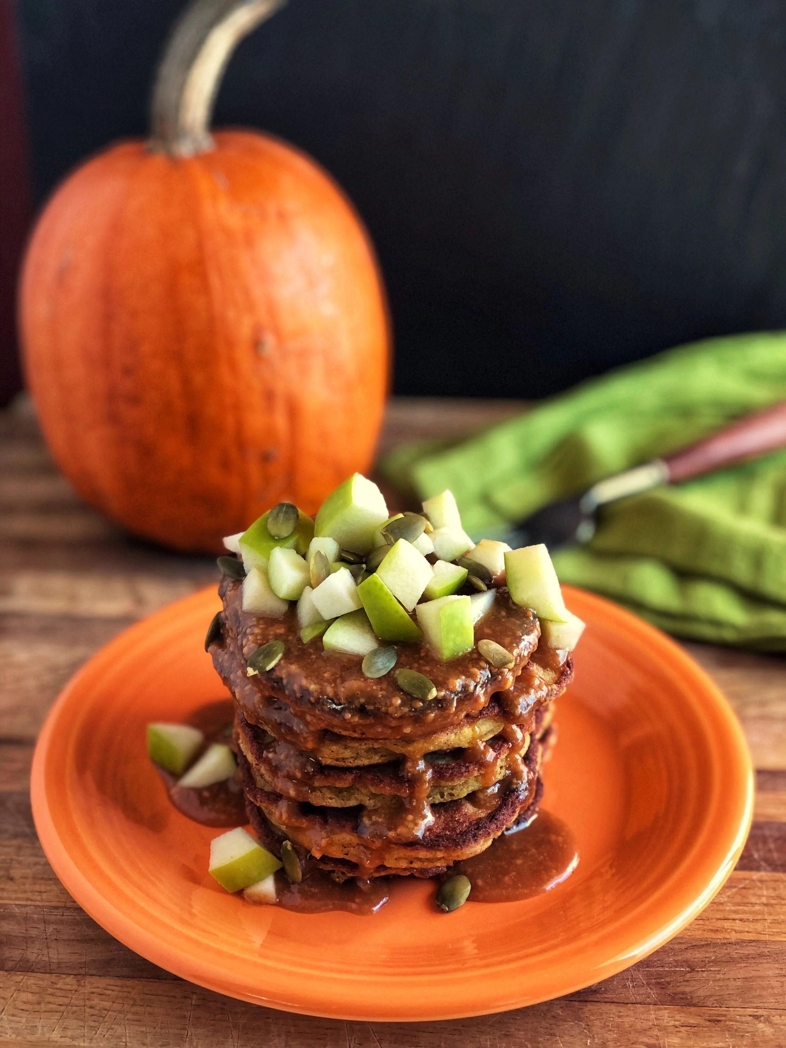 Banana Pumpkin Oat Pancakes
