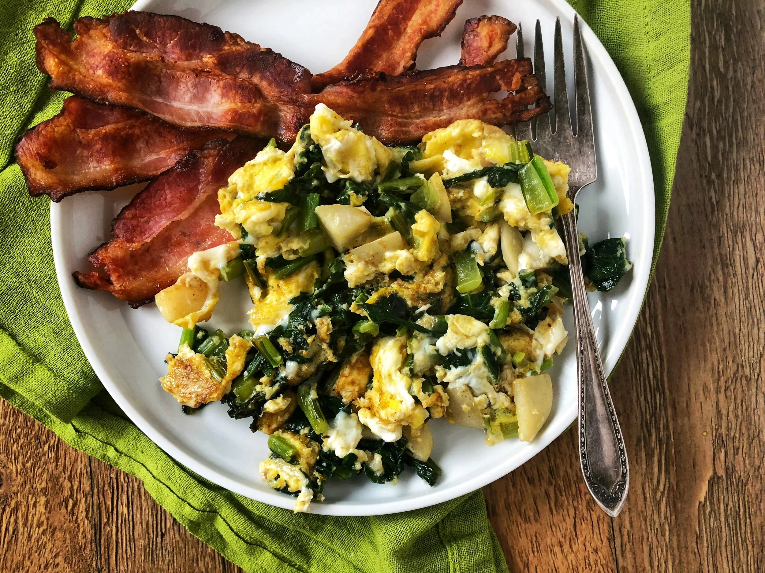Scrambled Eggs with Turnips &amp; Greens