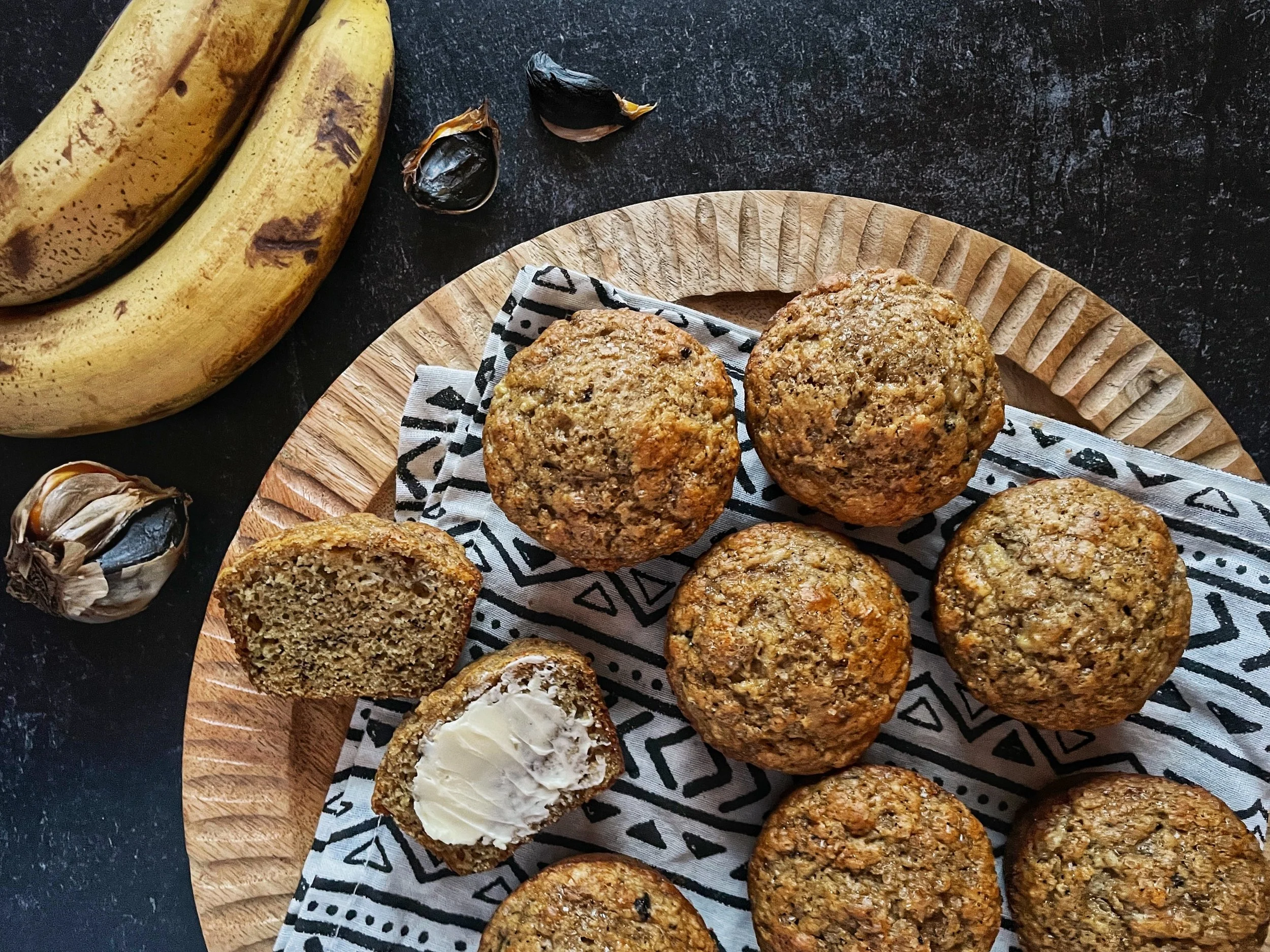 Black Garlic Banana Muffins
