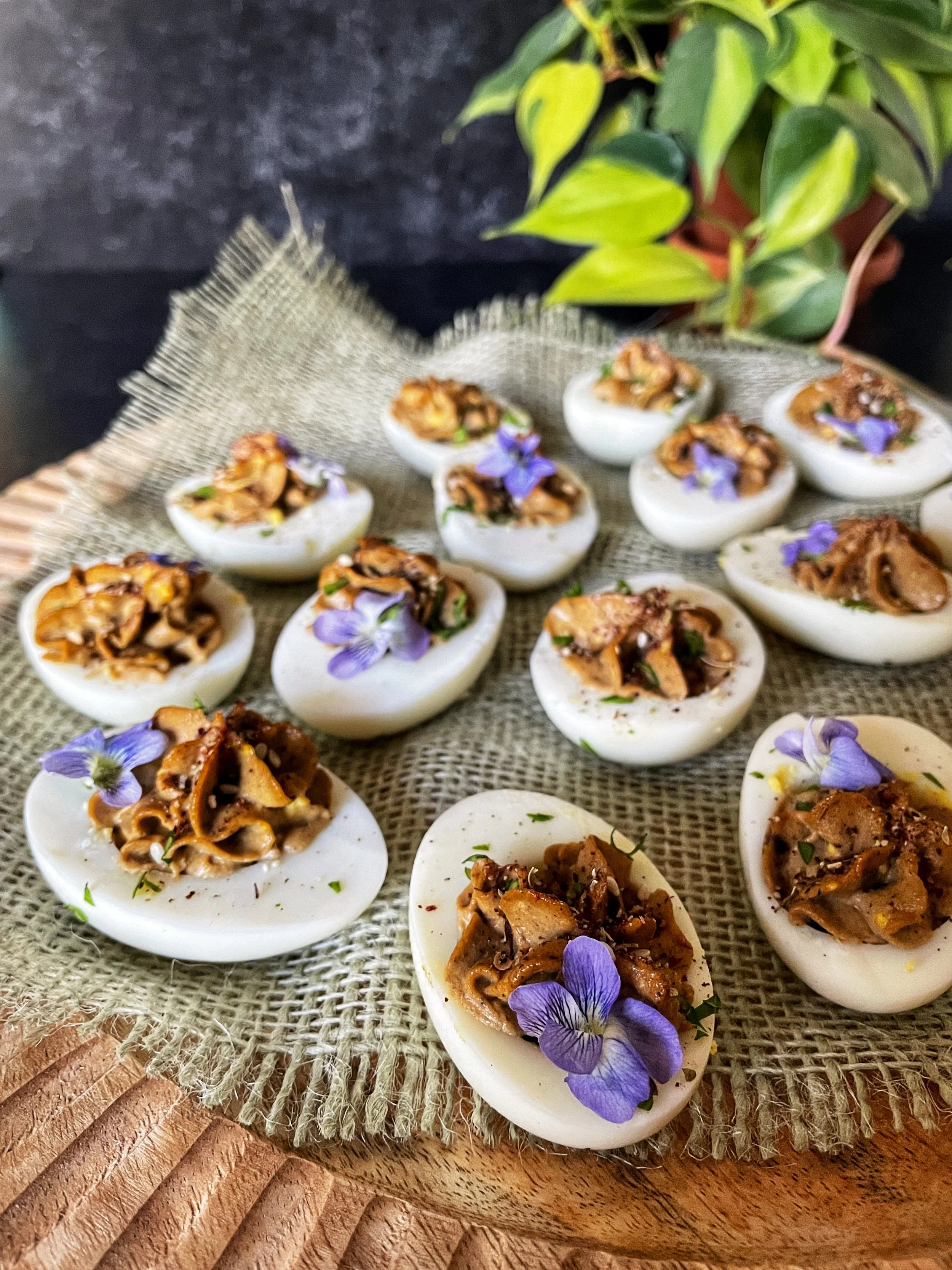 Black Garlic Deviled Eggs