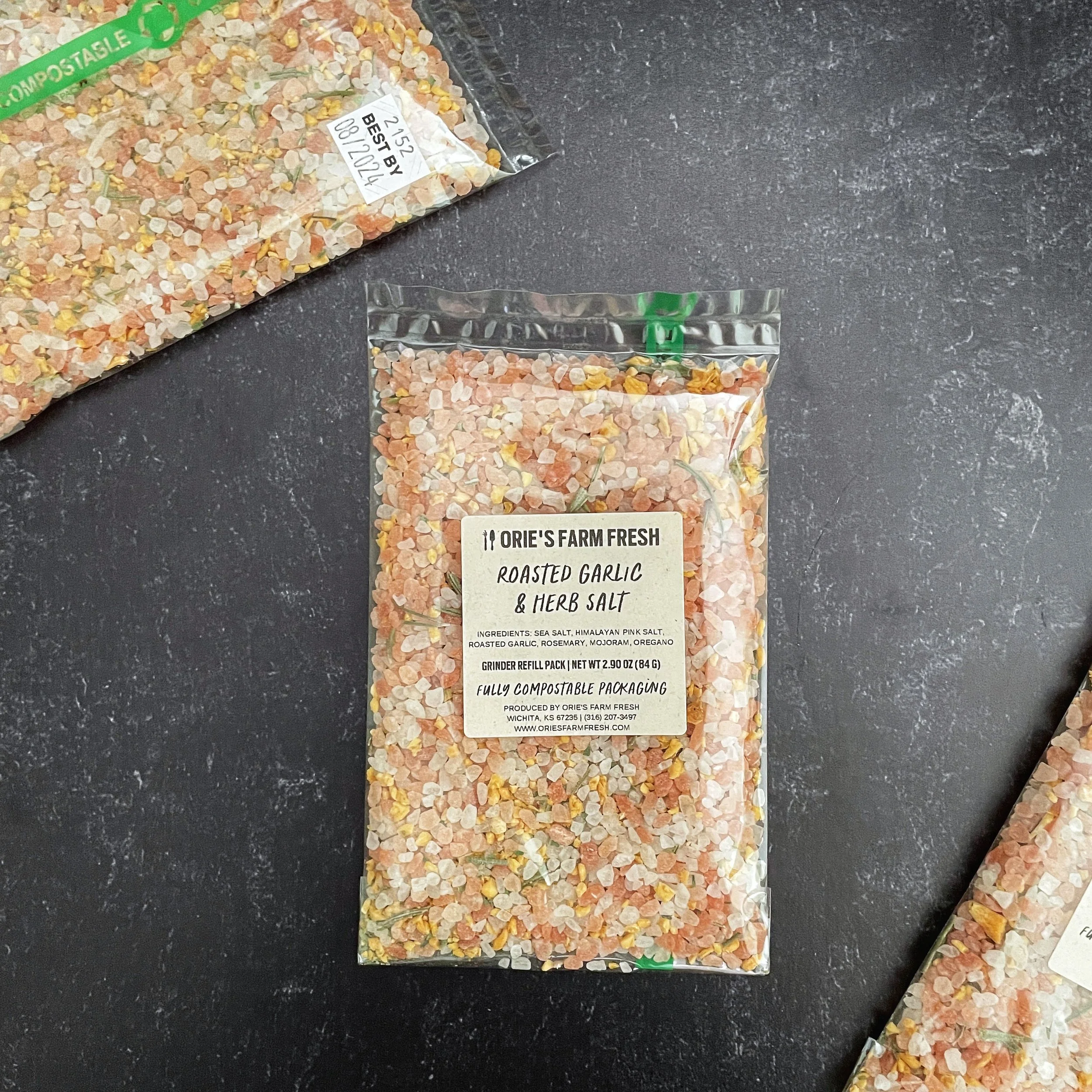 Grinder Size Roasted Garlic And Herb Salt — Orie's Farm Fresh
