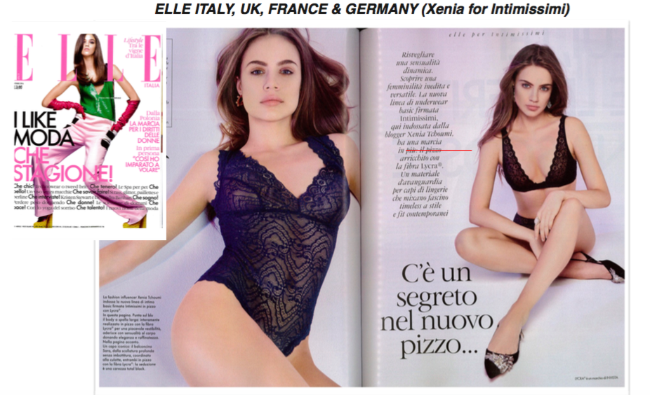 Xenia in ELLE magazine for Intimissimi