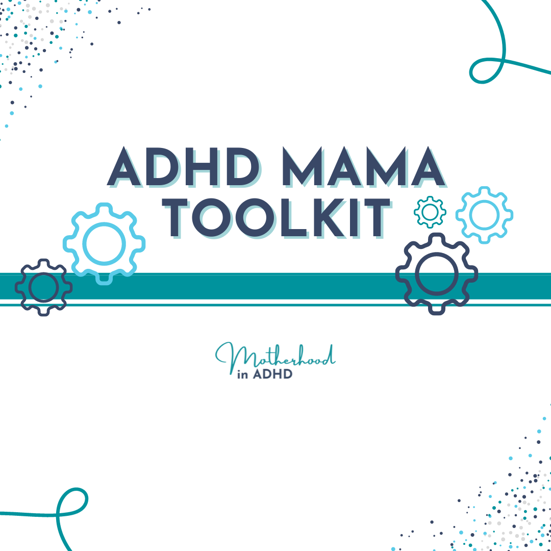 ADHD Mama Toolkit with gears floating around