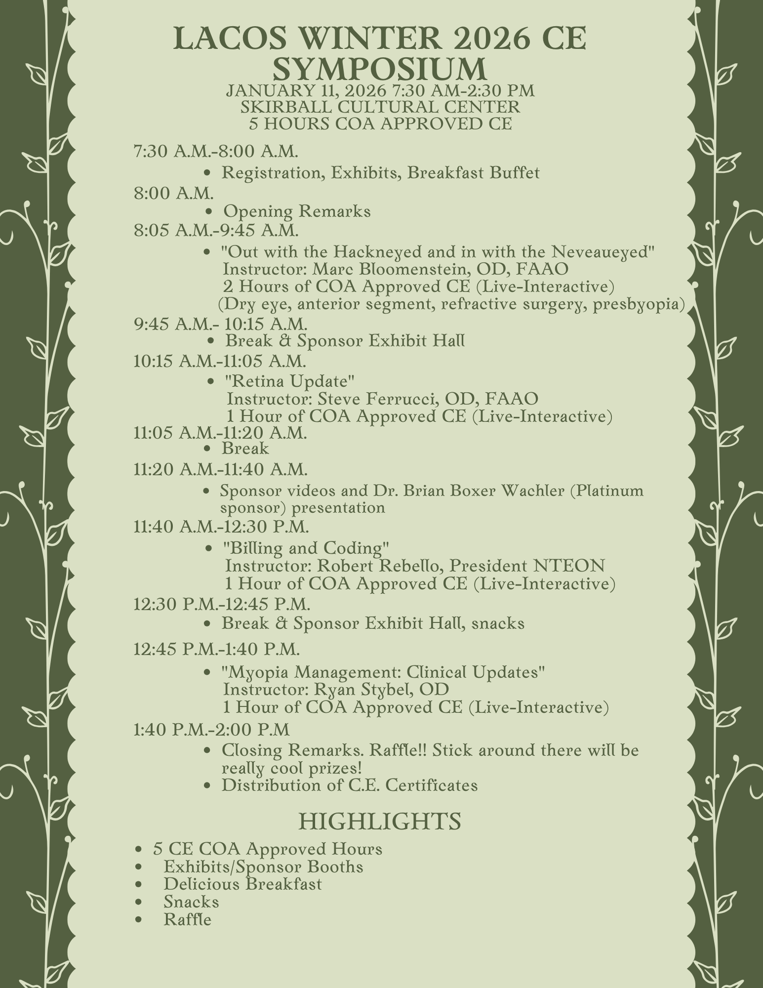 Announcing the LACOS Winter 2025 CE Symposium Program