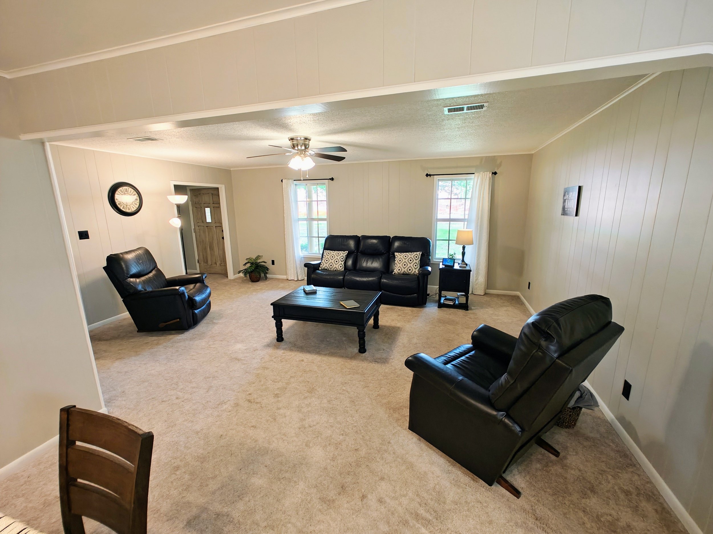 Large, carpeted family room