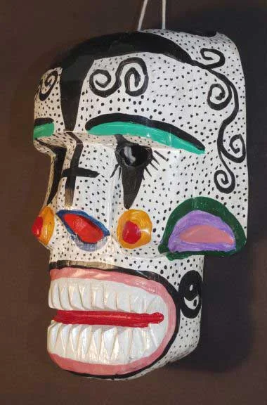 Wooden skull mask, view 3