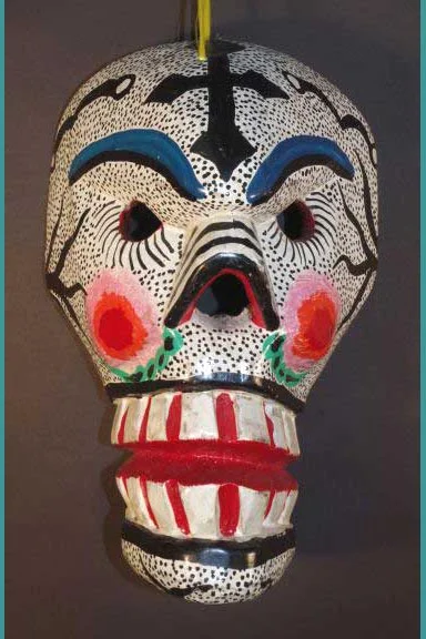 Wooden skull mask, view 1