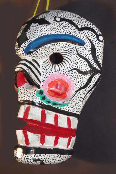 Wooden skull mask, view 2