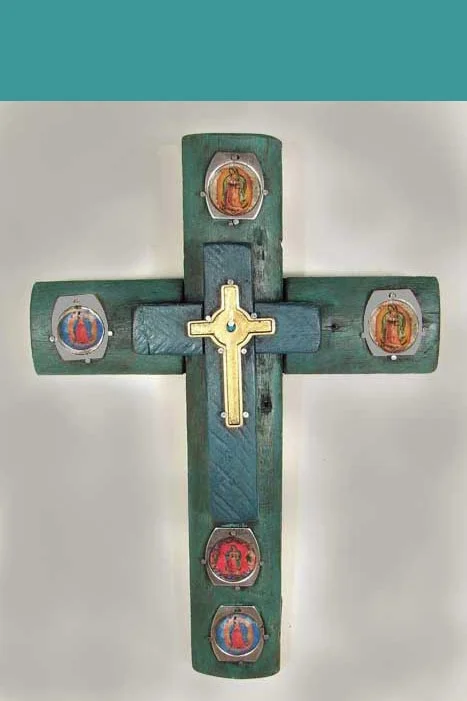 C15. Painted double wooden cross