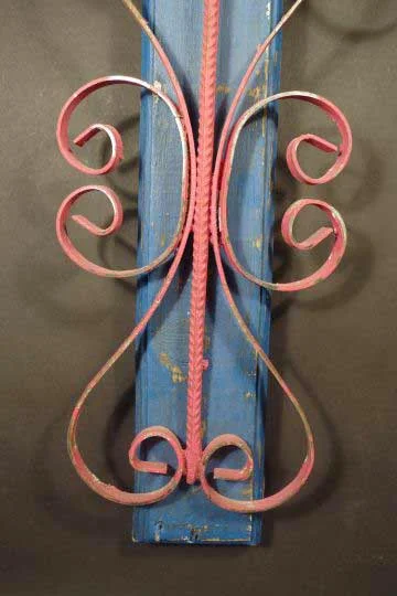 Painted wood and wrought iron cross, View 2
