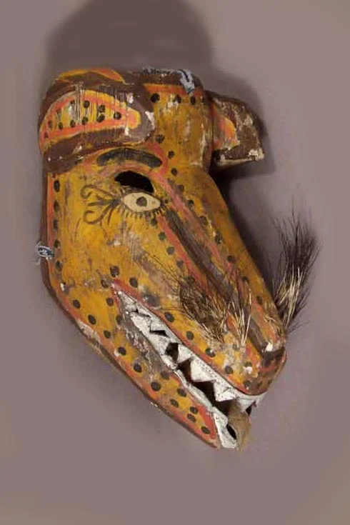 Carved wood dog mask, View 5