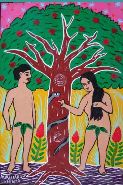 LO6.  Adam and Eve painting by&nbsp;Aureliano Lorenzo.