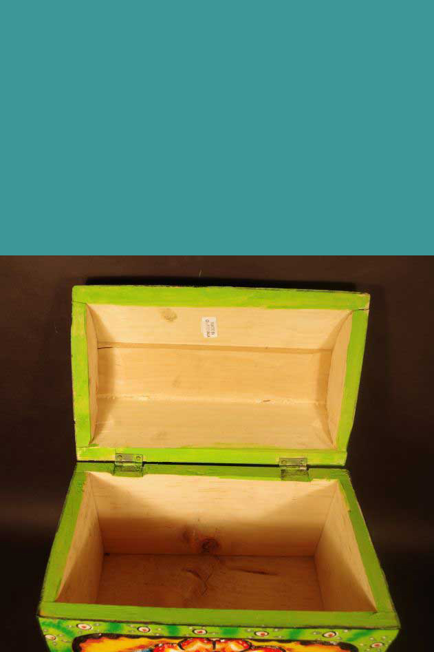 Handcarved and Painted wooden chest, view 6