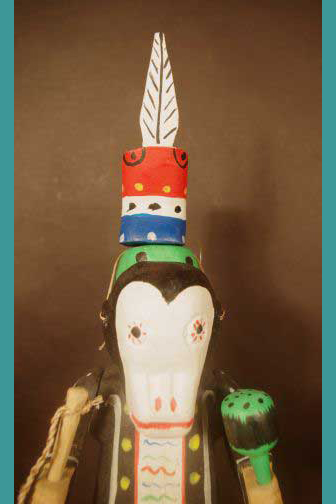 Handcarved Guatemalan volador dancer, view 2