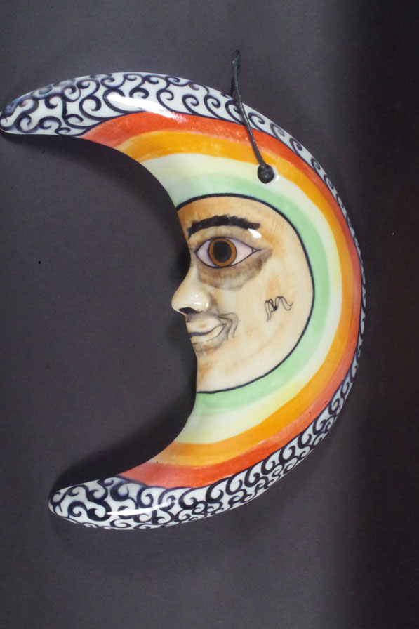 Glazed stoneware moon, view 1