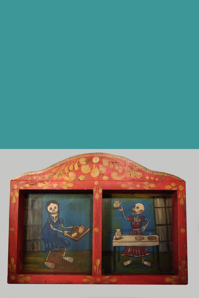 Painted skeleton double nicho - View 1