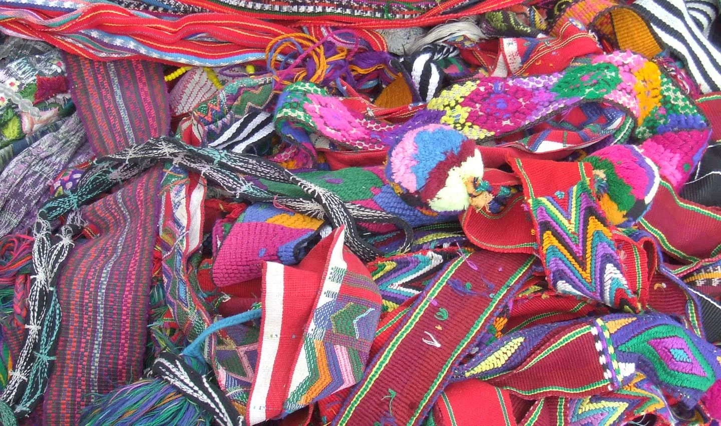 Belts, or fajas, in a Guatemalan textile market.
