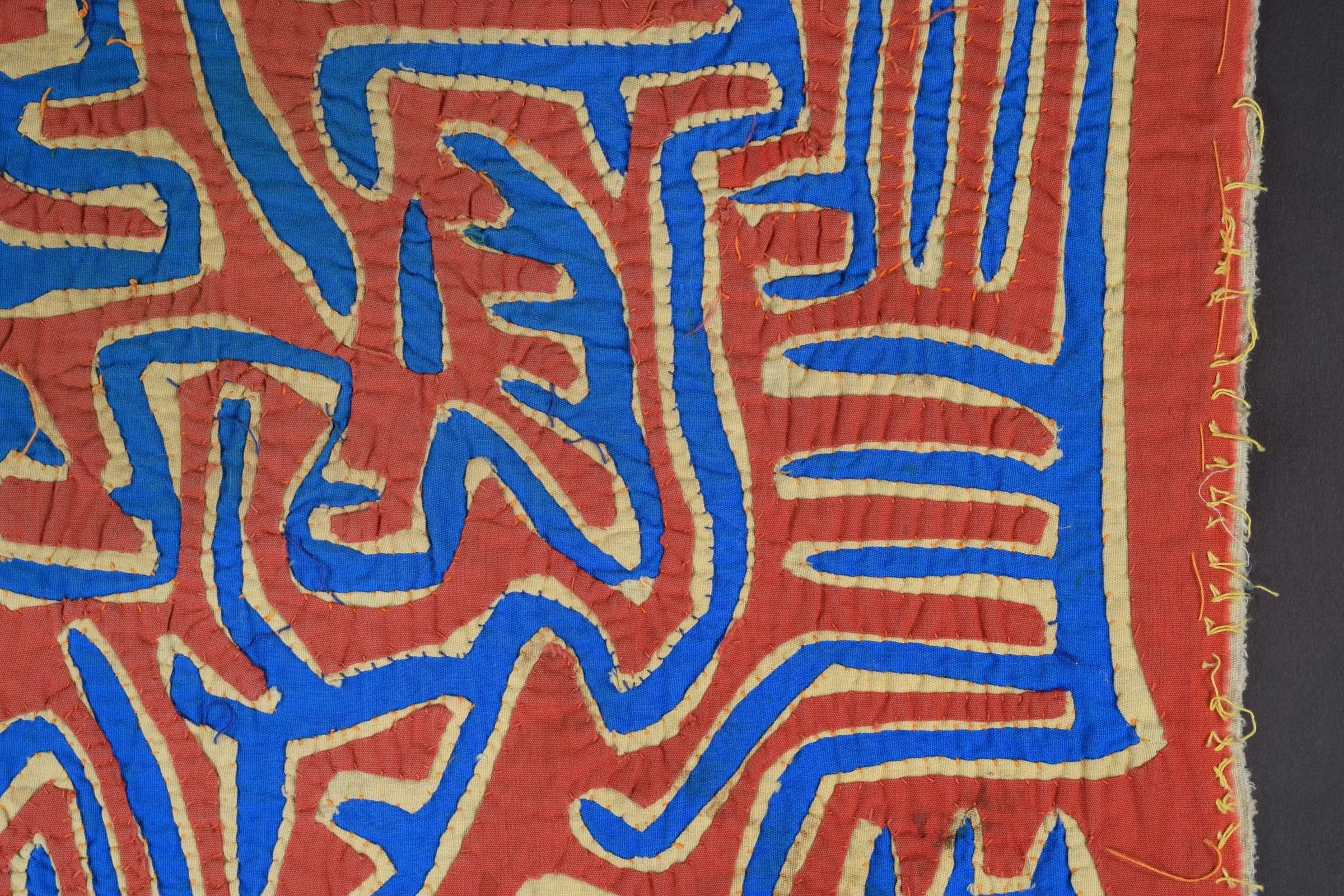 red, white, blue mola, view 4