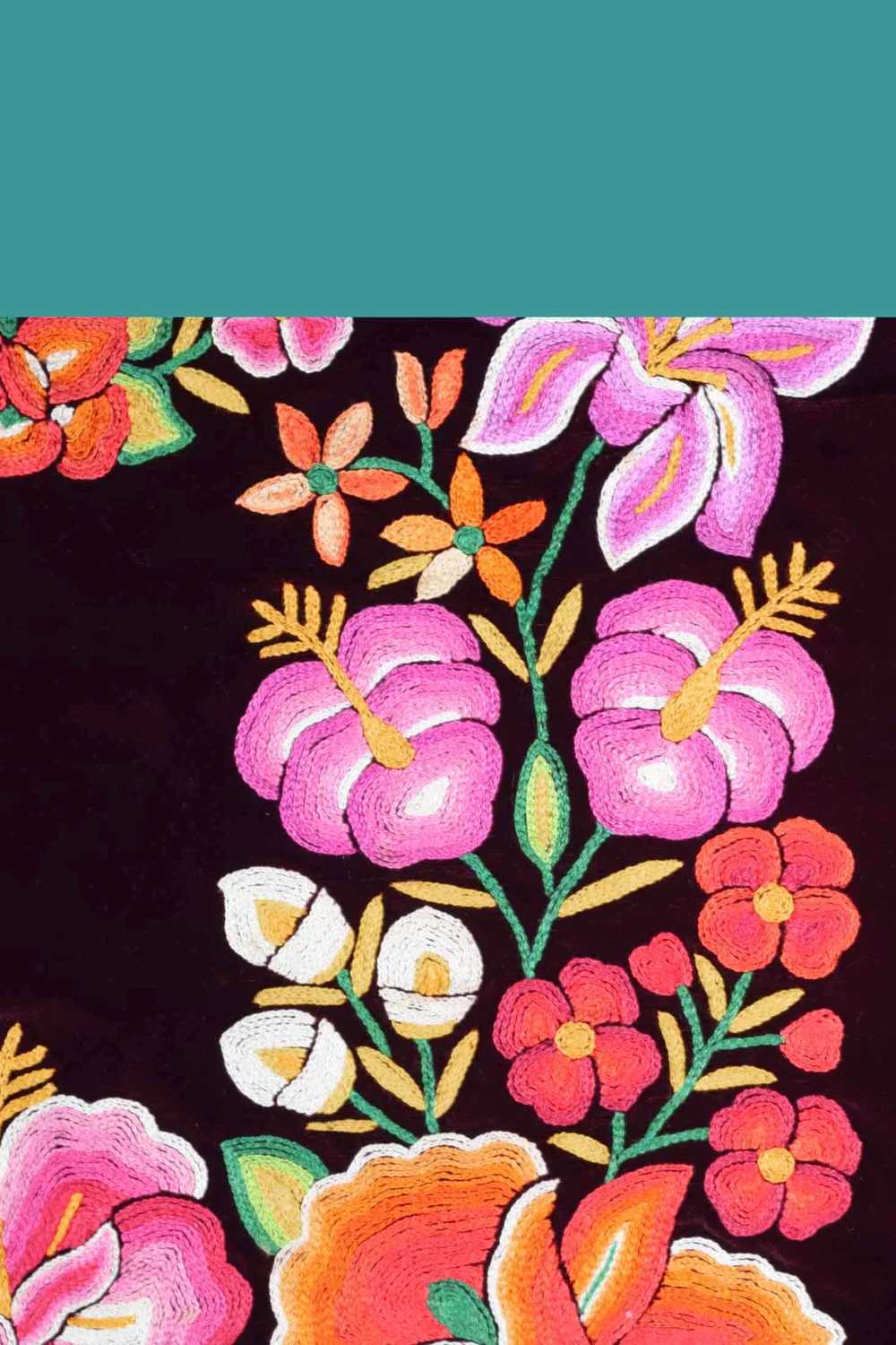 Tehuantepec Embroidered Huipile Pink Flower In Center Las Manos Magicas Folk Art Masks Jewelry And Tribal Textiles