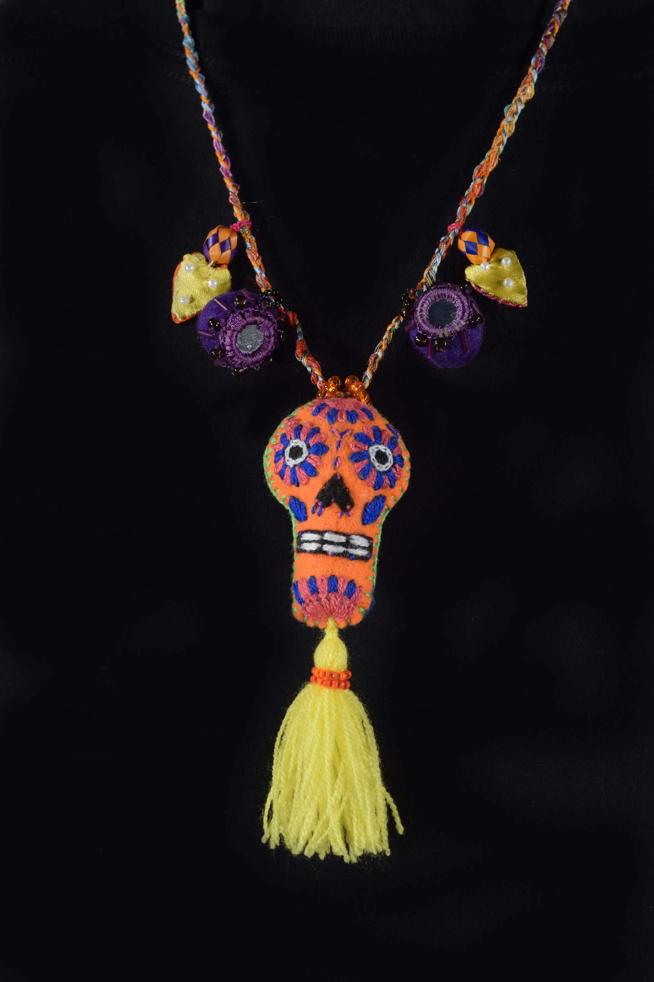 Orange skull necklace