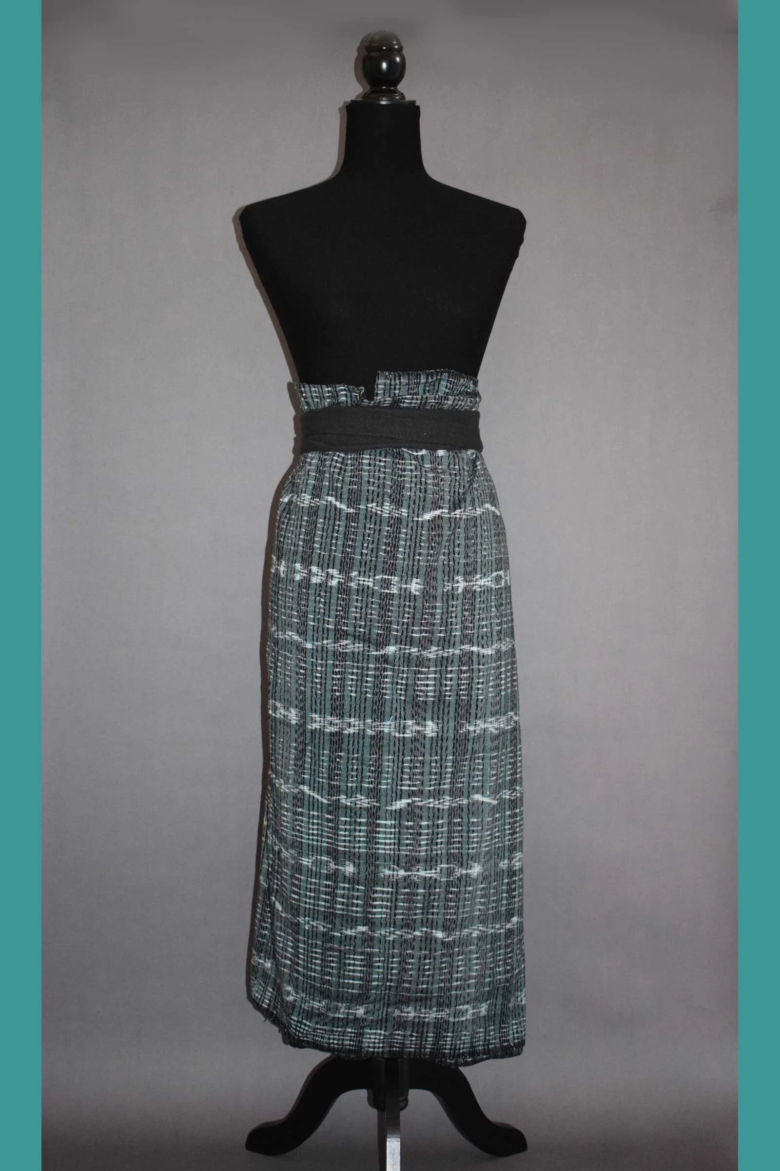 Dark teal double ikat corte