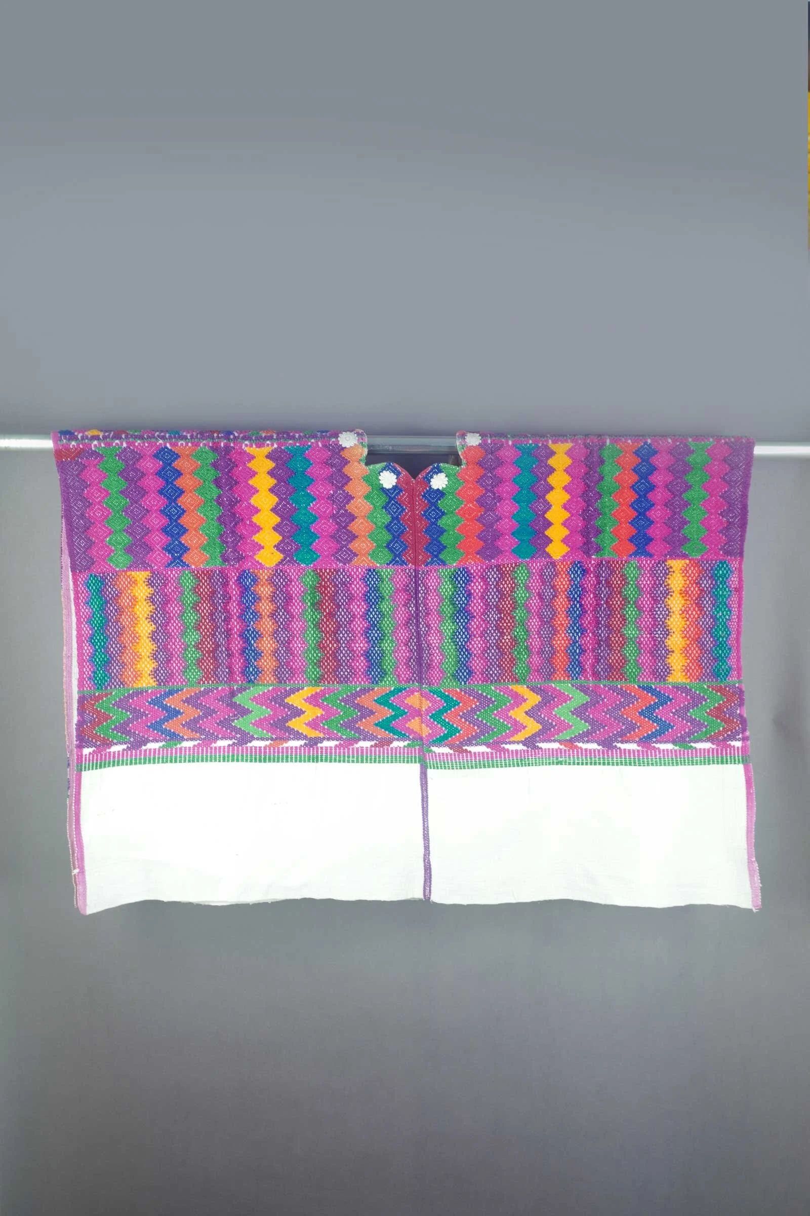 Huipile of undetermined origin with vertical rainbow stripes