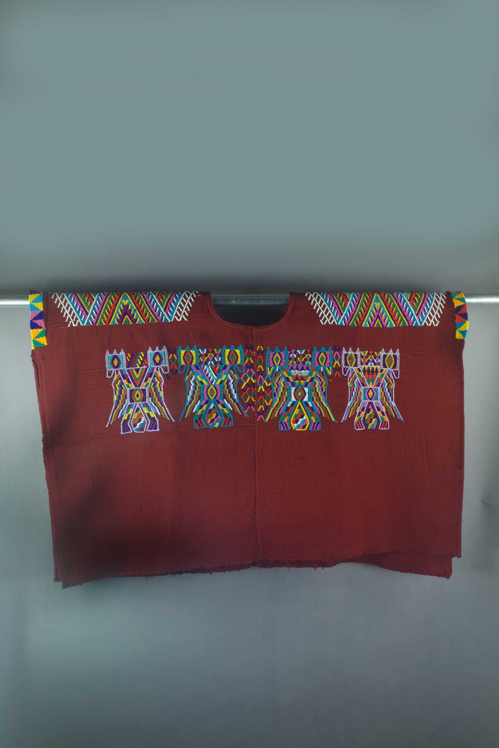 Burgundy red Chajul huipil