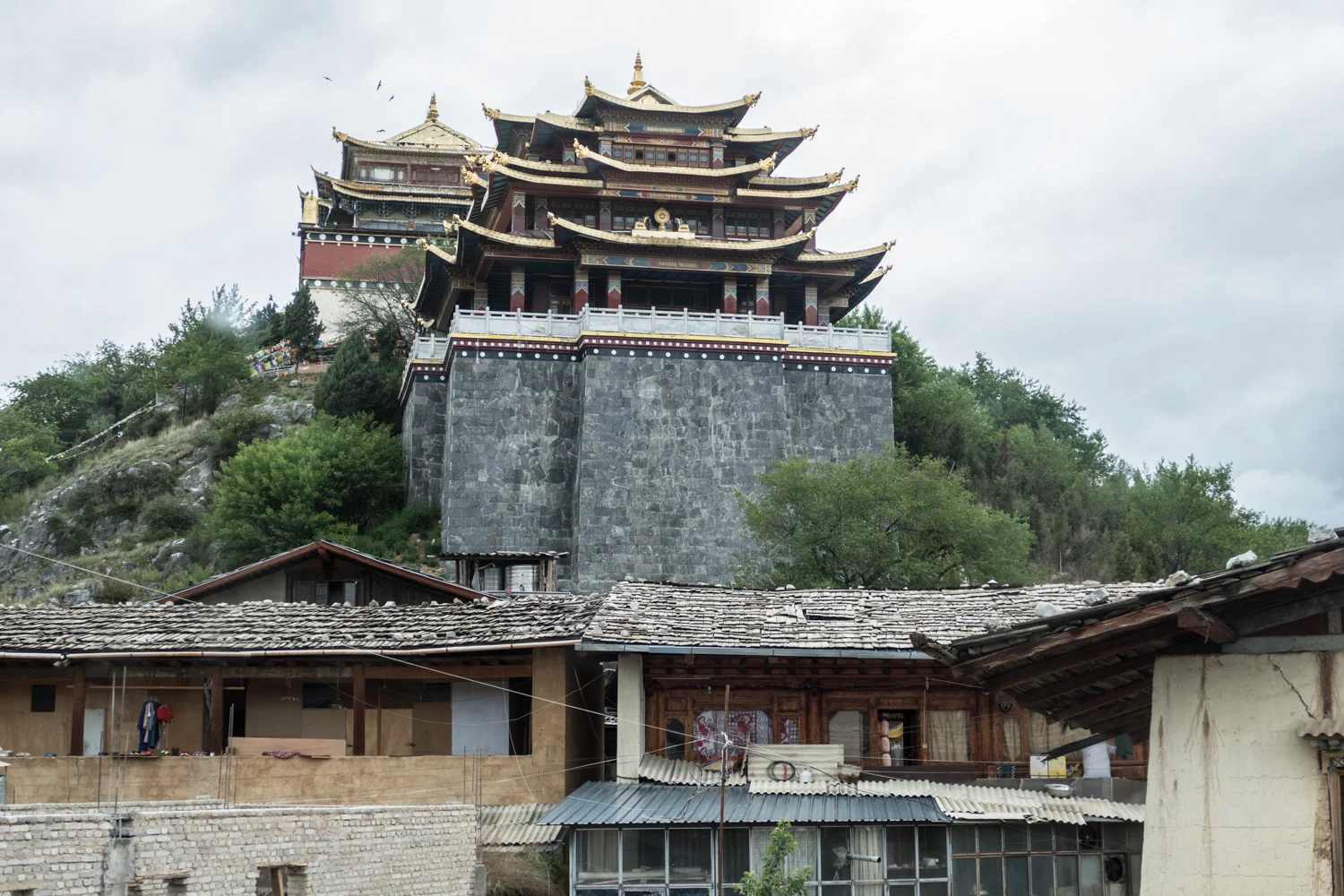 The view from our Airbnb of the Guishan Si Monastery overlooking Shangri-La